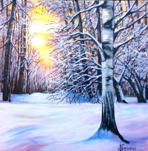 Winter morning in the forest 300x306 px